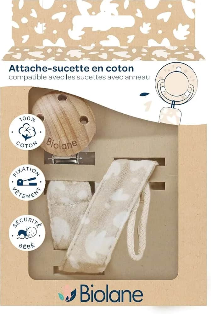 Attache sucette - ronde beige