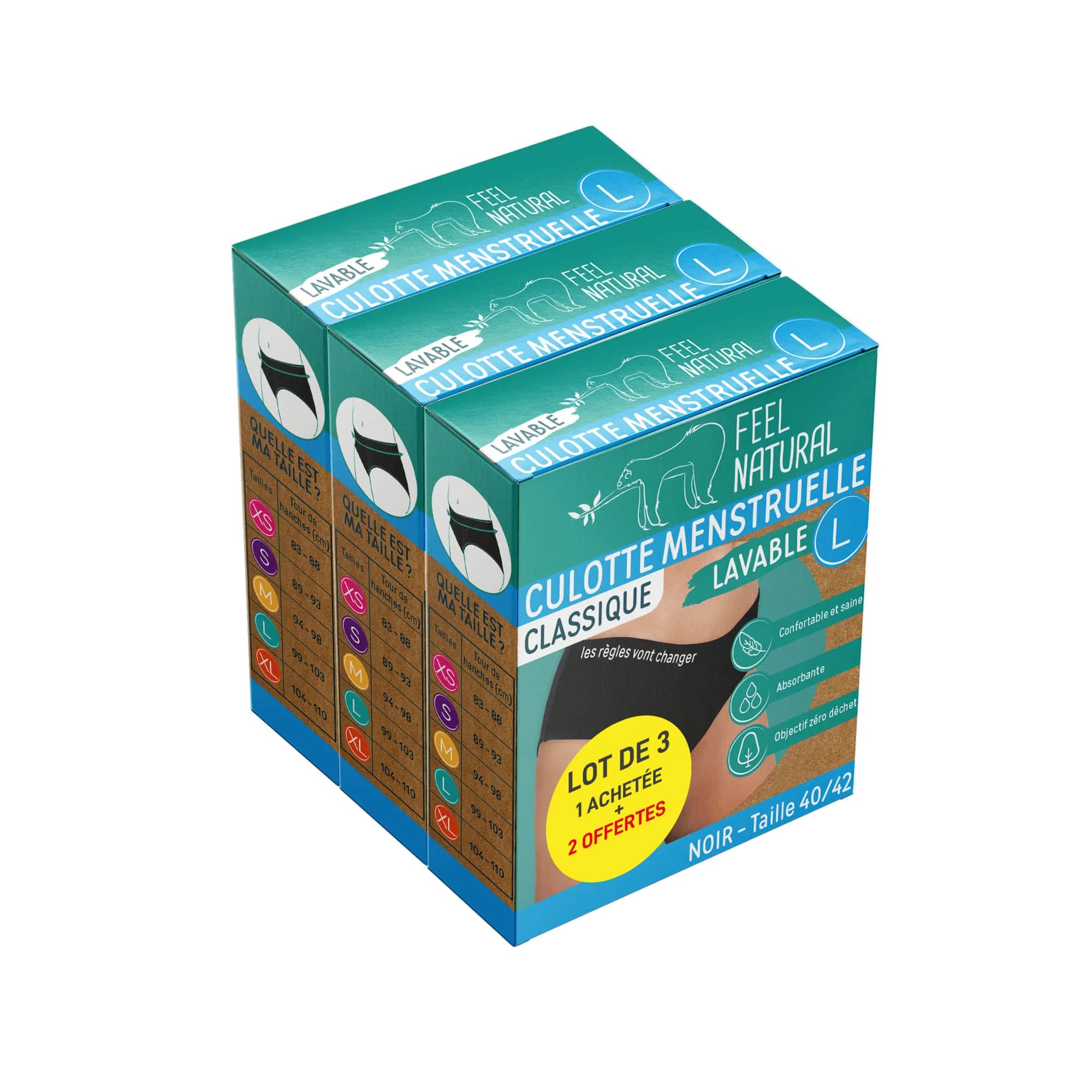 Feel Natural Culotte menstruelle DENTELLE L 40/42 Lot x3