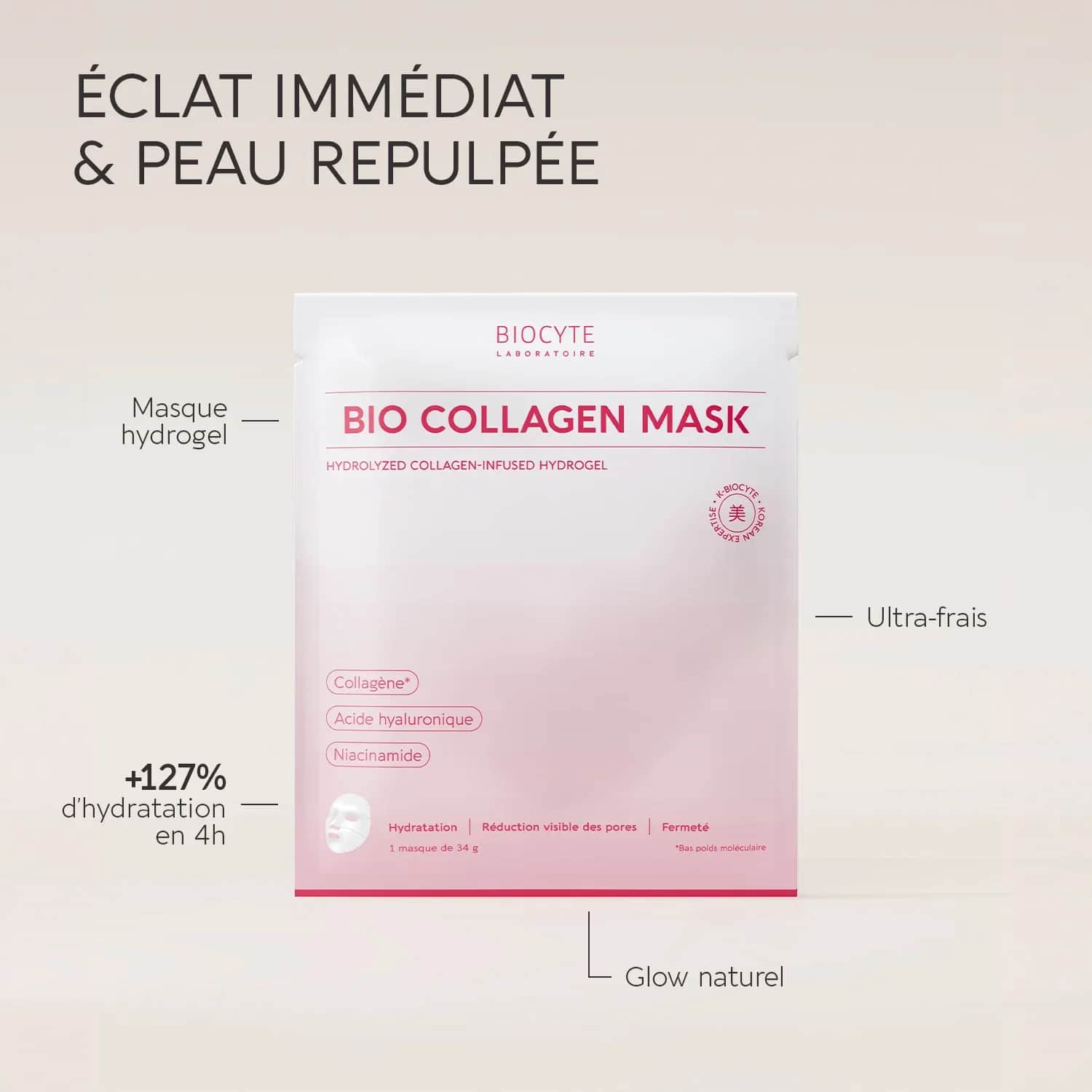 3X Masques hydrogel collagène BIO 34g